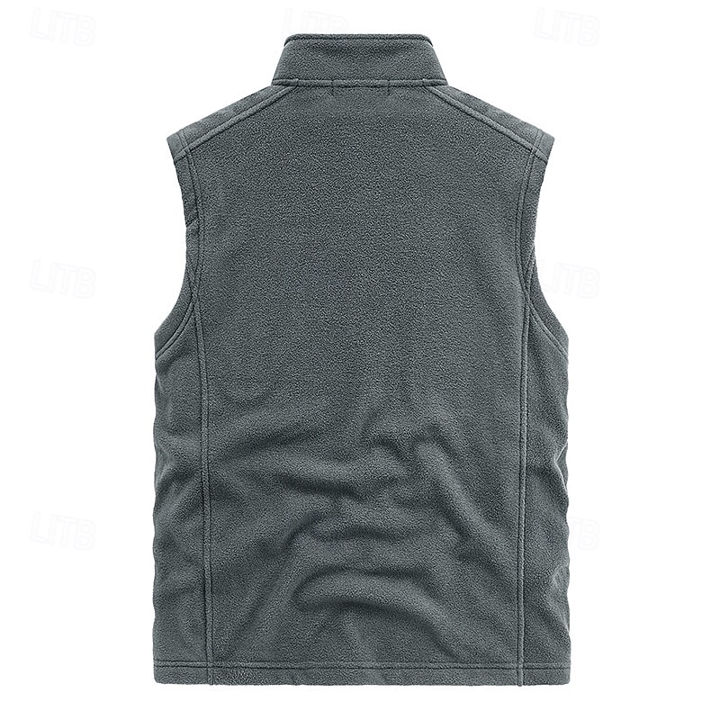 Men's Hiking Vest Hiking Fleece Vest Sleeveless Vest Outdoor Thermal Warm Fleece Lining Comfortable Winter Multiple Pockets Polyester Black Army Green Dark Blue Hunting Fishing Climbing2
