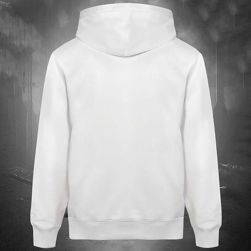 Men's Gothic Horror Cross Hoodies Sweatshirt Fashion Cool Long Sleeve Crew Neck Party Holiday Streetwear White Drawstring Fall Winter Designer2