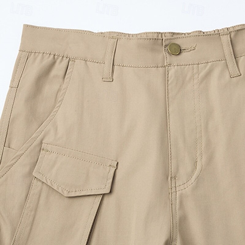 Men's Cargo Pants Tactical Pants Trousers Elastic Waist Multi Pocket Straight Leg Plain Breathable Quick Dry Full Length Outdoor Casual Daily Sports Fashion Black Green4