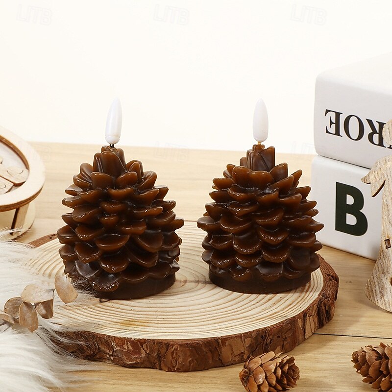 Flameless Pinecone Candles Light Christmas Decoration Led Head Pinecone Electronic Candle Lamp Home Indoor Scene Layout Lights4