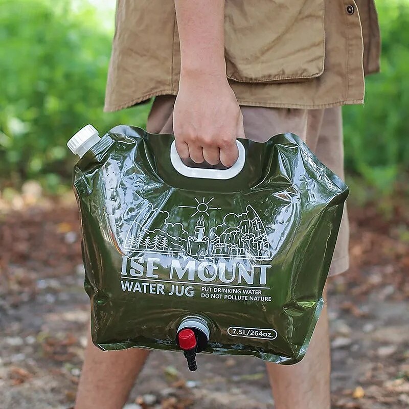 1 pcs 7.5L Foldable Water Storage Bag Large Capacity Plastic Bucket with Valve Camping Supplies Portable Handheld Water Bag3