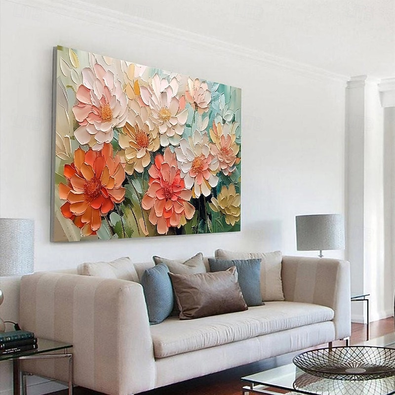 Large hand painted Blooming Tulip Flower Spring oil painting  Thick Texture flower painting Handmade painting  Living Room Decor Original Oil Painting Artwork Canvas Knife Painting Christmas Day Gift3