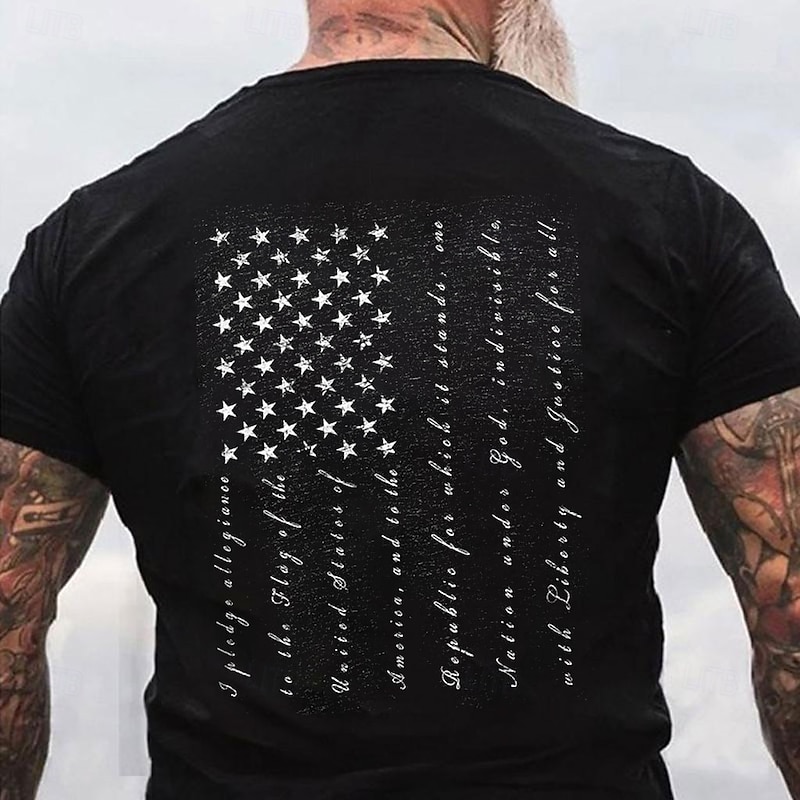 Veterans Day Men's Patriot Patriotic Veteran American US Flag T shirt Short Sleeve T shirt 3D Print Crew Neck Shirt Fashion Athleisure Street Sports Outdoor Daily Light Blue Black Blue Summer Spring2