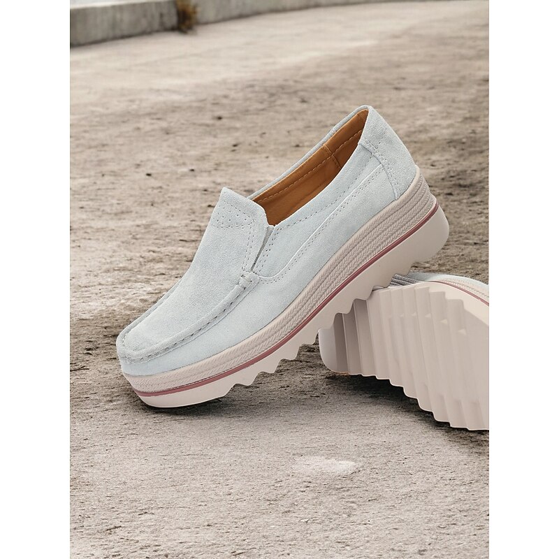 Women's Casual Suede Slip-On Loafers with Platform Sole – Comfortable Everyday Shoes with Non-Slip Grip2