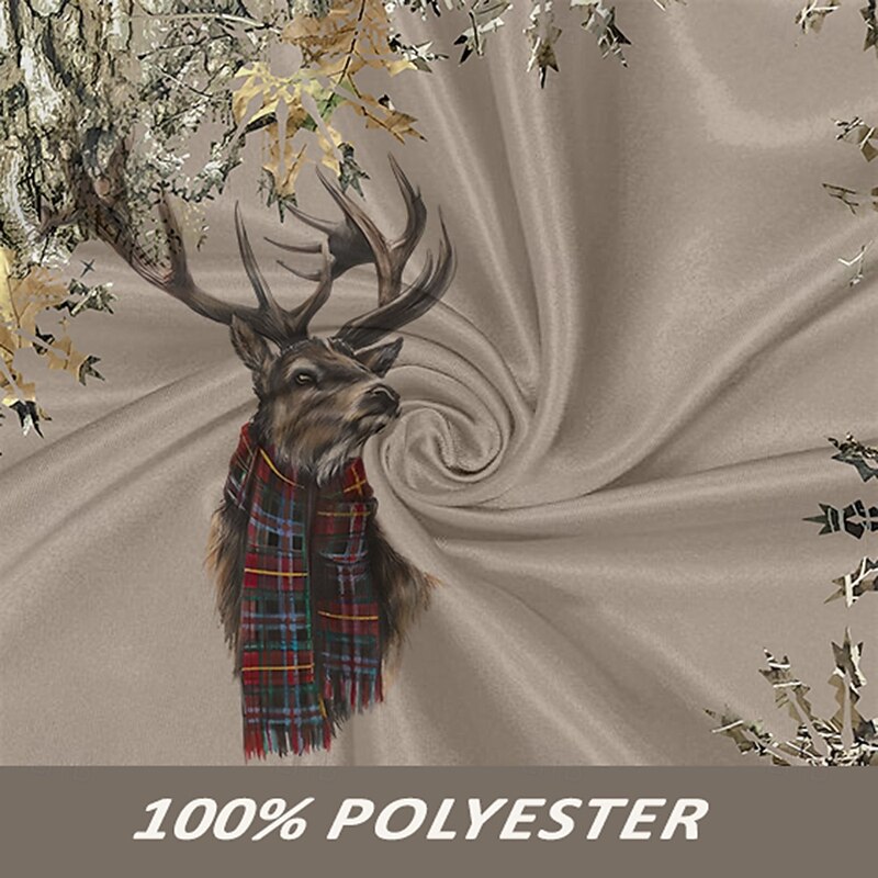 Christmas Men's Deer Satin Shirt Dress Shirt Button Up Shirt Long Sleeve Casual Fashion Casual Outdoor Vacation Dailywear Summer Spring Fall Collared Shirts 3D Print Coffee3