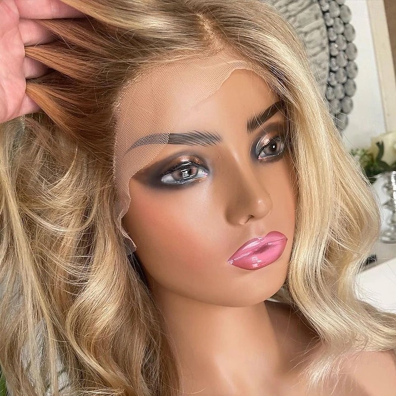 Unprocessed Virgin Hair 5x5 Closure 13x4 Lace Front Wig Free Part Brazilian Hair Wavy Blonde Multi-color Wig 130% 150% Density with Baby Hair Highlighted / Balayage Hair 100% Virgin Glueless3