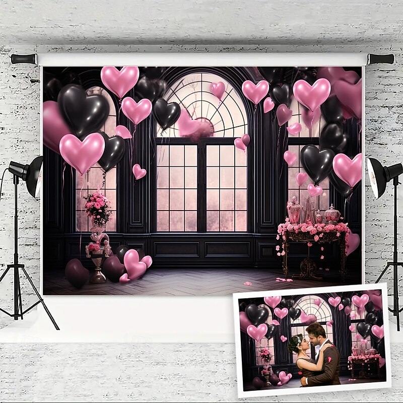 Wedding Decorations Backdrop Photograph Wall Hanging Large Tapestry Art Mural Decor Blanket Curtain Home Bedroom Living Room Decoration Heart Balloons3