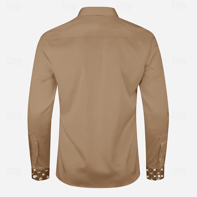 Men's Pentagram Western Shirt Cowboy Shirt Long Sleeve Western Sport Spring Fall Turndown Patchwork Dark Brown Brown2