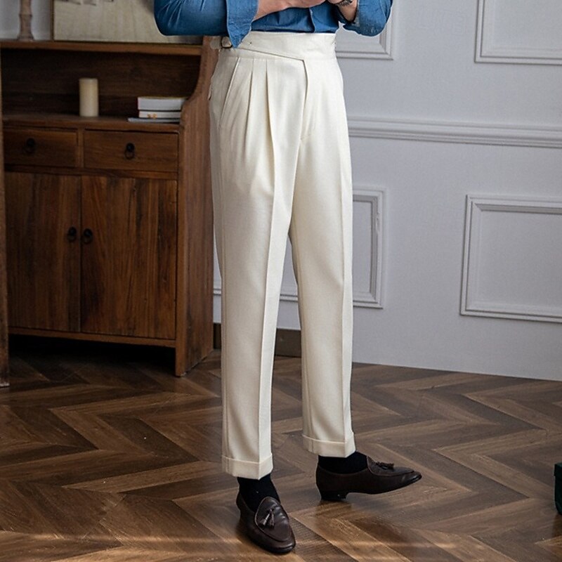 Men's Graduation Dress Pants Trousers Chinos Pocket Solid Color Comfort Formal Party Work Fashion Classic Style Black Khaki Micro-elastic4