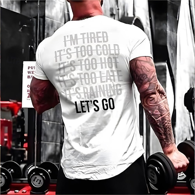 Men's Text T Shirt Short Sleeve T shirt 3D Print Crew Neck Shirt Fashion Athleisure Sports Outdoor Gym White Summer Spring Clothing Apparel S M L XL XXL XXXL