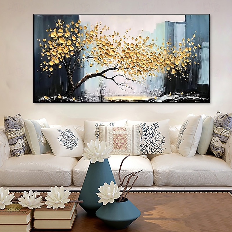 Handmade Oil Painting Canvas Wall Art Decoration Modern Abstract 3D Thick Oil Gold Money Tree for Living Room Home Decor Rolled Frameless Unstretched Painting3