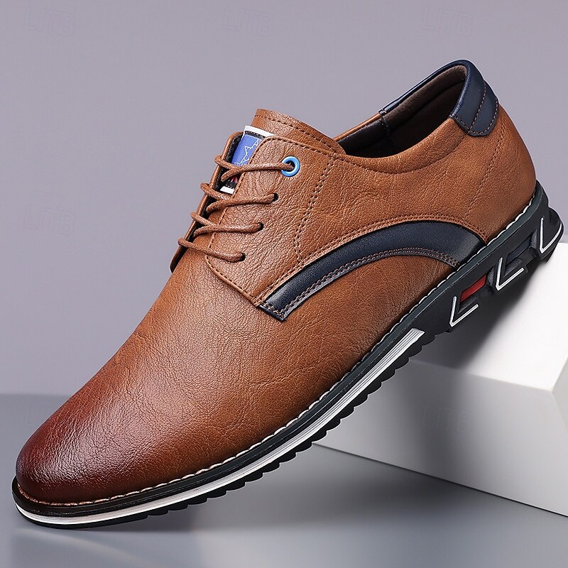 Men's Casual Brown Lace-Up Shoes – Comfortable Everyday Sneakers with Black Accents and Textured Sole2