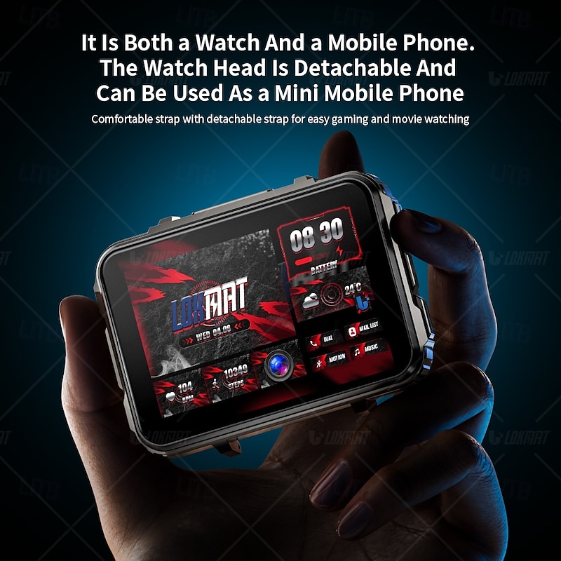 LOKMAT APPLLP 5 MAX Smart Watch 2.4 inch 4G LTE Cellular Smartwatch Phone 3G 4G Bluetooth Pedometer Call Reminder Sleep Tracker Compatible with Android iOS Women Men GPS Long Standby Hands-Free Calls3