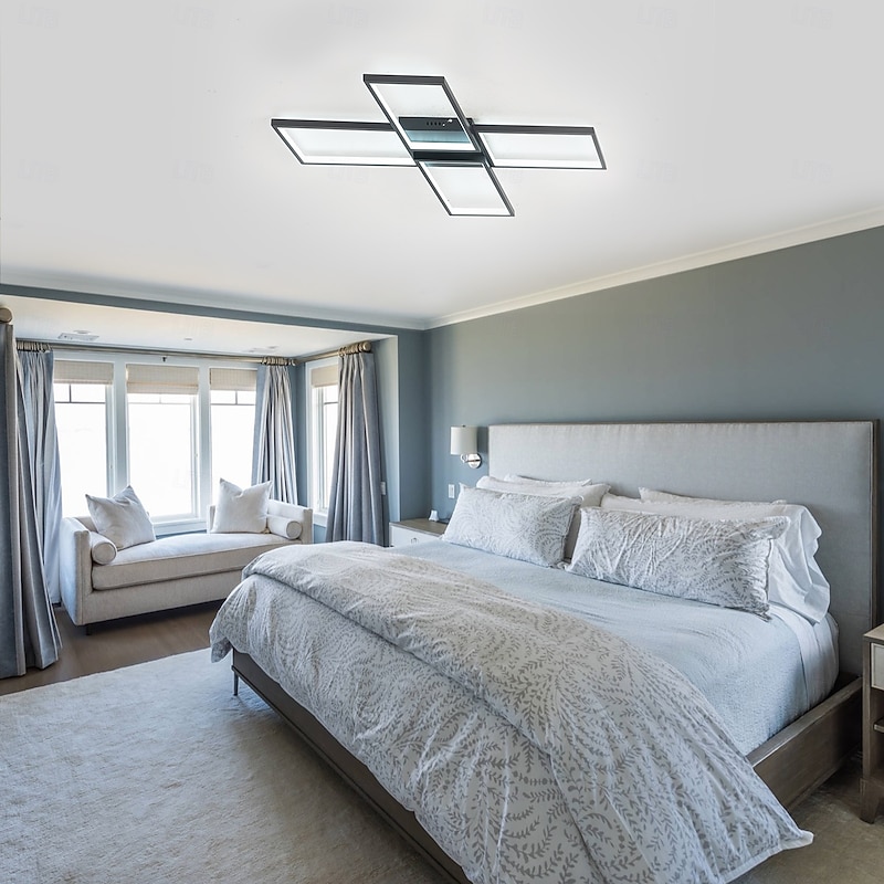 Modern Ceiling Light Fixture Flush Mount Ceiling Light Black LED Geometric Shapes Ceiling Lamp 110-240V 84cm3