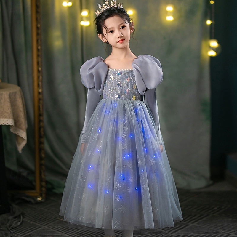 Frozen Princess Fairytale Elsa Flower Girl Dress Theme Party Costume (without LED Lights) Tulle Dresses Girls' Movie Cosplay Christmas Carnival New Year Performance Birthday Party4