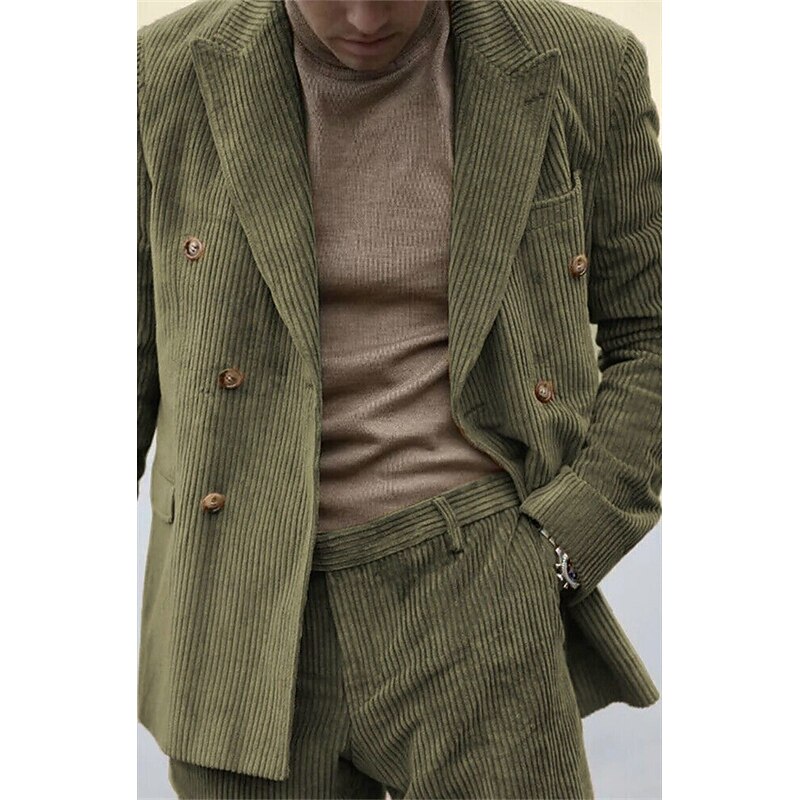 Men's Wedding Suits Peak Light Blue Black Casual Solid Colored Tailored Fit 2 Piece Double Breasted Six-buttons2