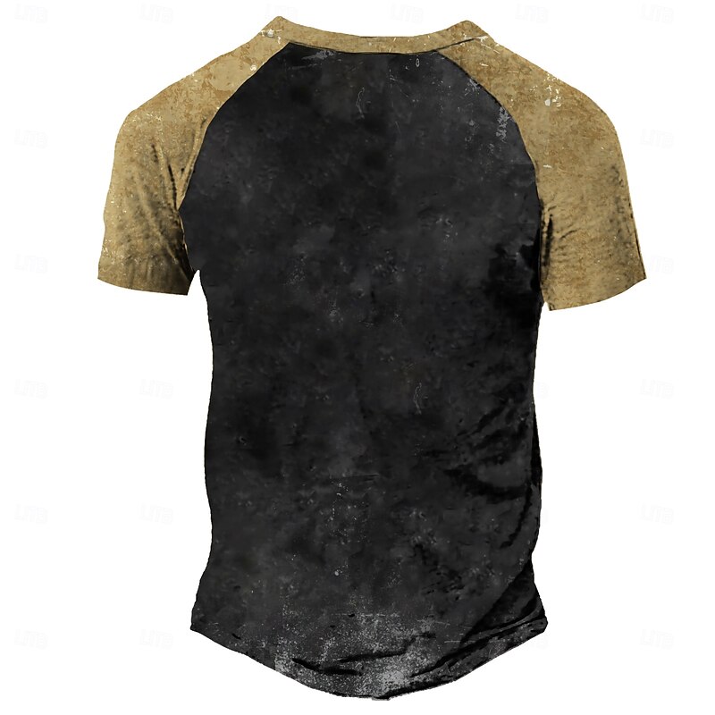 Men's Never Underestimate an Old Man with a Guitar Henley T-Shirt | Funny Musician Short Sleeve Graphic Tee2