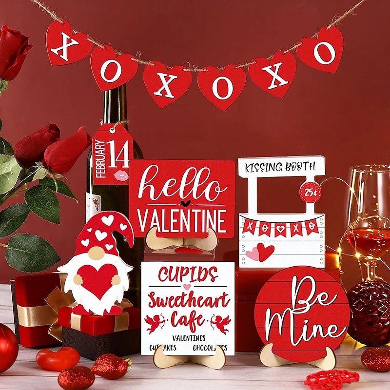 Valentine's Day Tiered Tray Decor Heart-Shaped Layered Tray Tabletop Decoration Romantic Home Crafts Ornaments for Desktop Display2