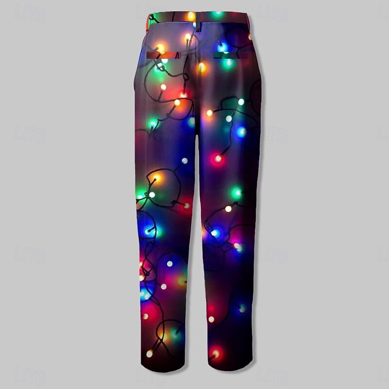 Men's Lanterns Dress Pants Mid Waist Fashion Casual Outdoor Party Dailywear Zipper Pocket Summer Spring Fall 3D Print Rainbow2