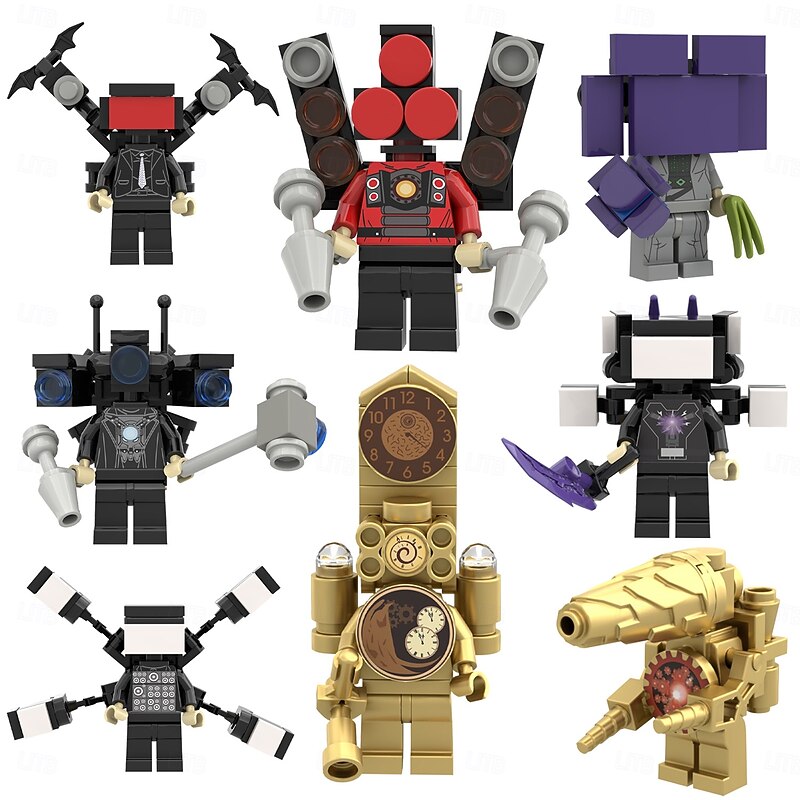 8Pcs Skibidi -Toilet Action Figures Set Cameraman Speakerman Action Figrue Horror Cartoon Movies Character Figure for Birthday Party Cake Topper and Parties Decorations