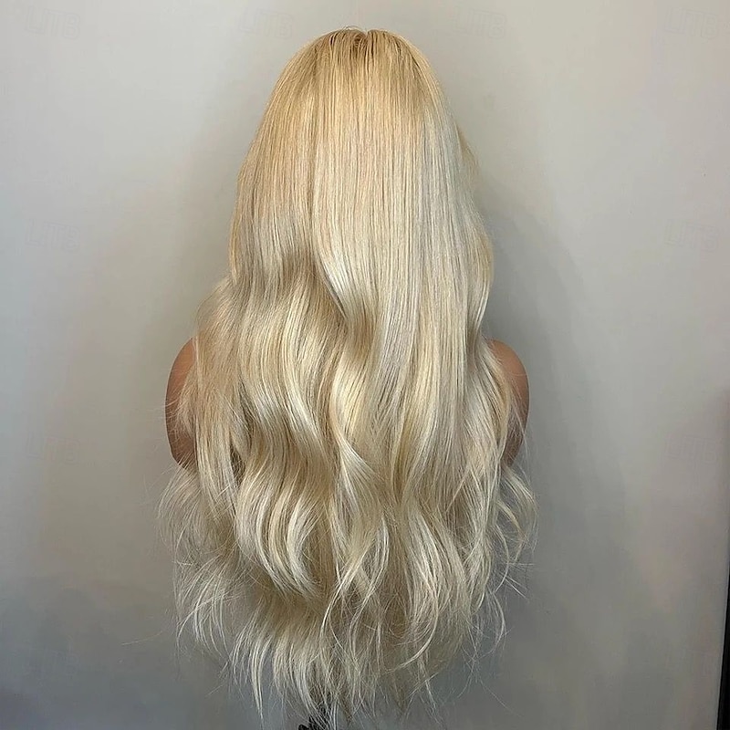 Remy Human Hair 5x5 Closure 13x4 Lace Front Wig Layered Haircut Brazilian Hair Wavy Blonde Wig 130% 150% Density with Baby Hair Glueless With Bleached Knots Pre-Plucked For Women Long Human Hair Lace2