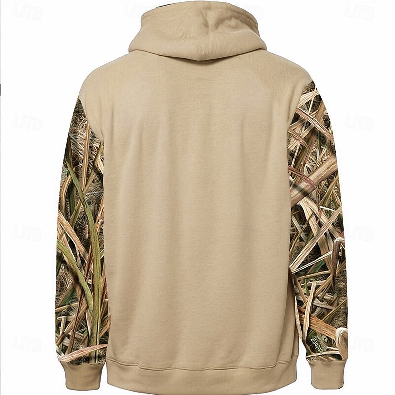 Men's Dog American US Flag Duck Hoodie Sweatshirt Cowboy Casual Long Sleeve Hooded Sports Outdoor Streetwear Light Brown Brown Pocket 3D Print Fall Winter Designer2