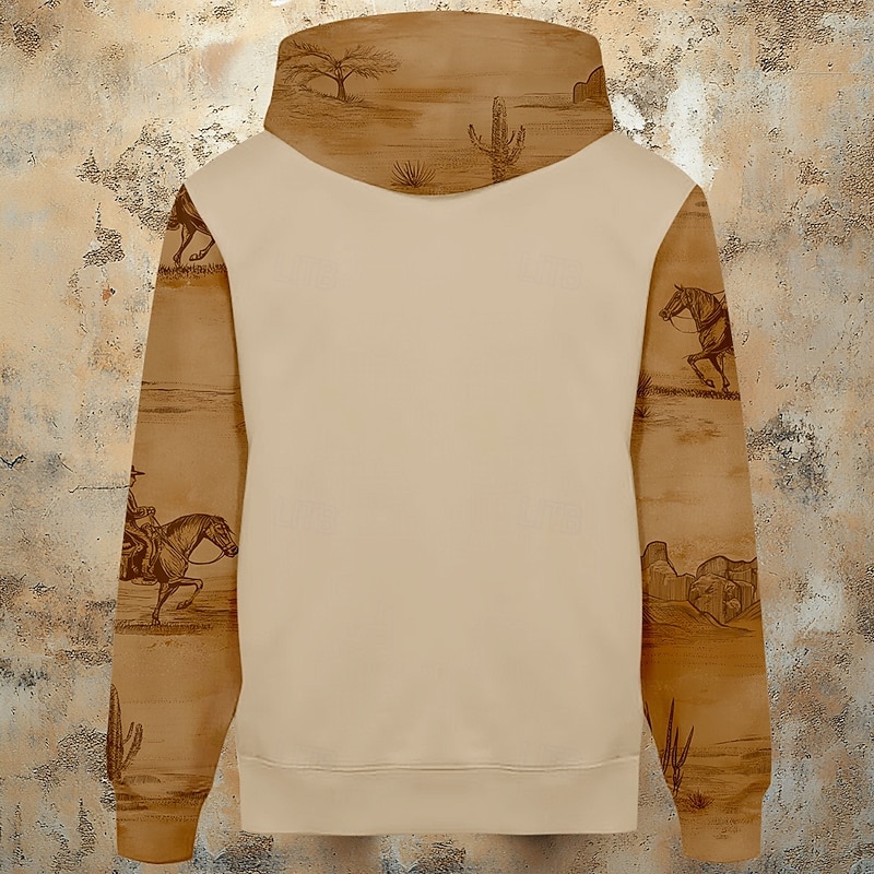 Men's Cattle Skulls Hoodies Sweatshirt Fashion Daily Long Sleeve Crew Neck Holiday Going out Streetwear Brown Drawstring Fall Winter Designer2