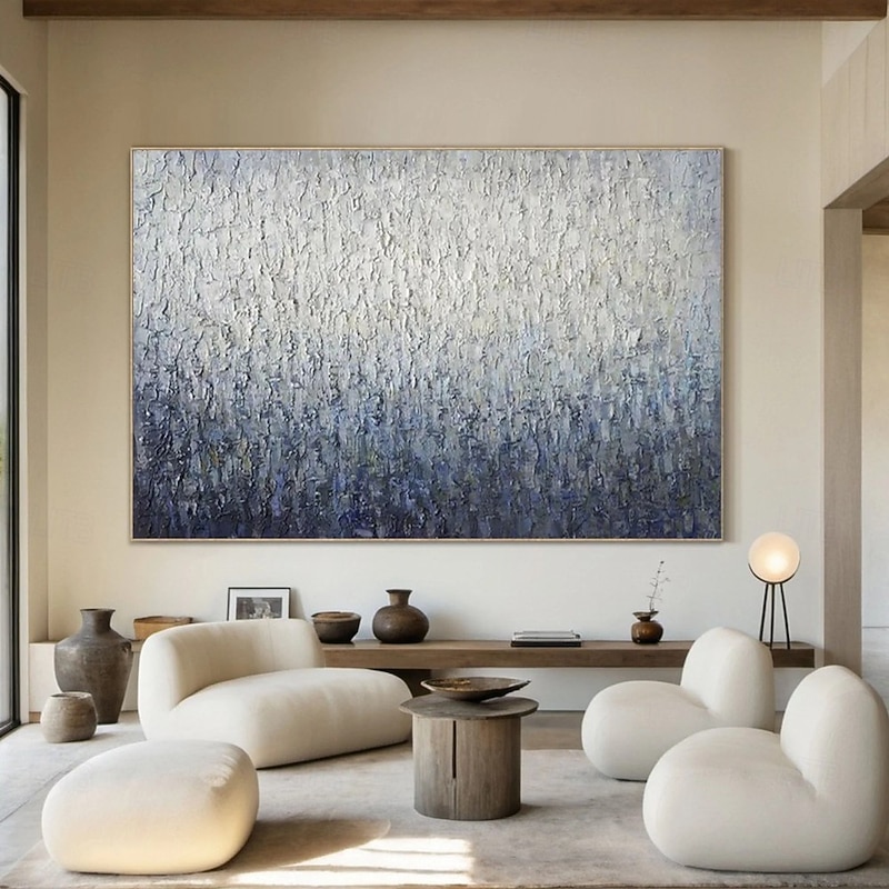 Oil painting hand painted Abstract Blue Paintings On Canvas hand painted Rich Textured Acrylic Painting Modern Wall Art Hand Painted Artwork picture painting for Living Room Wall Decor