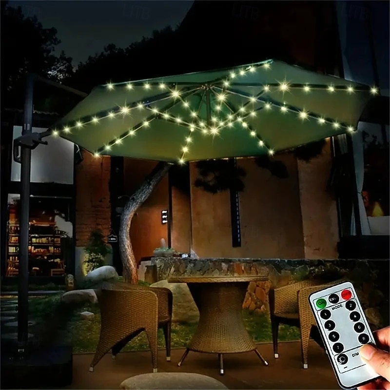 Umbrella Lights Outdoor Lighting Solar String Lamp 8 Mode Battery Operated Waterproof For Patio Courtyard Garden Decor