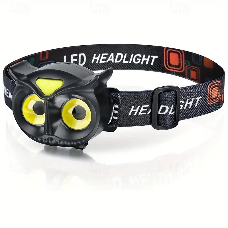 Owl Headlight Strong LED Mini Portable Induction Headlight AAA Battery for Outdoor Camping & Fishing, with COB Warning Light2