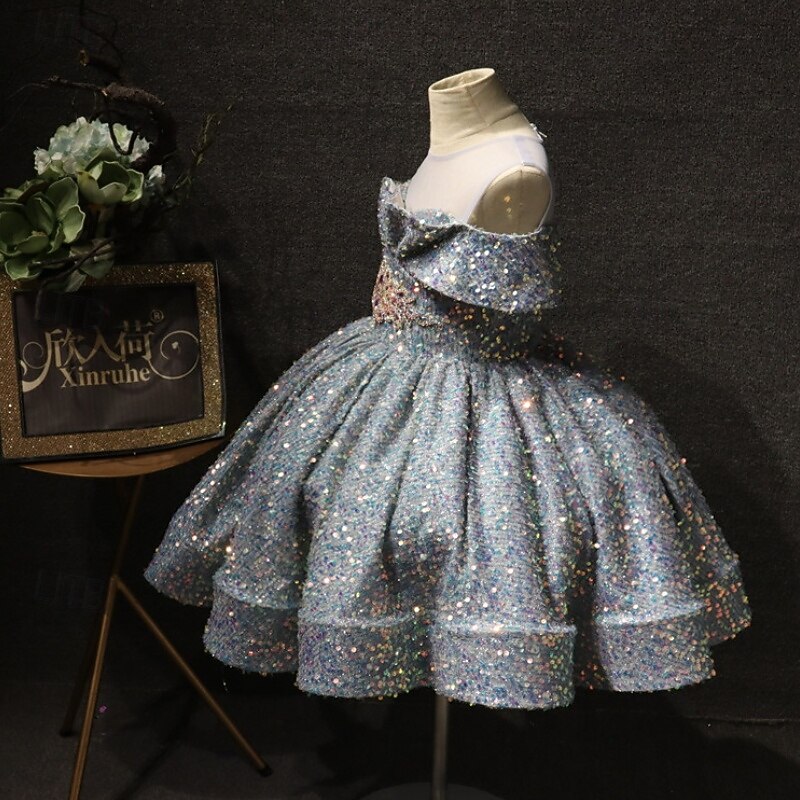 Kids Girls' Party Dress Solid Color Short Sleeve Performance Wedding Party Mesh Princess Sweet Mesh Mid-Calf Sheath Dress Tulle Dress Summer Spring Fall kids White Red Gray4