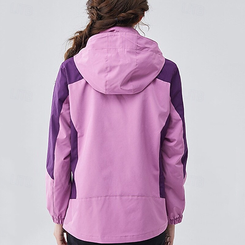 Women's Hiking Jacket Winter Outdoor Color Block Fleece Lining Windproof Water Resistant 3-in-1 Jacket Fleece Jackets Windbreaker Jacket Traveling Pink Light Purple Purple Orange Rose Red4