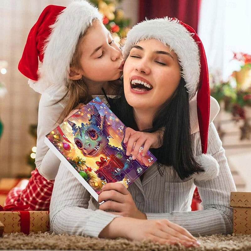 2025 Christmas Cartoon Dragon Holiday Advent Calendar Collectible Hanging Ornament Cute 2D Acrylic Christmas Tree Decorations Flat Fun Swing Cow Animal Pendants for Car Interior Wall3