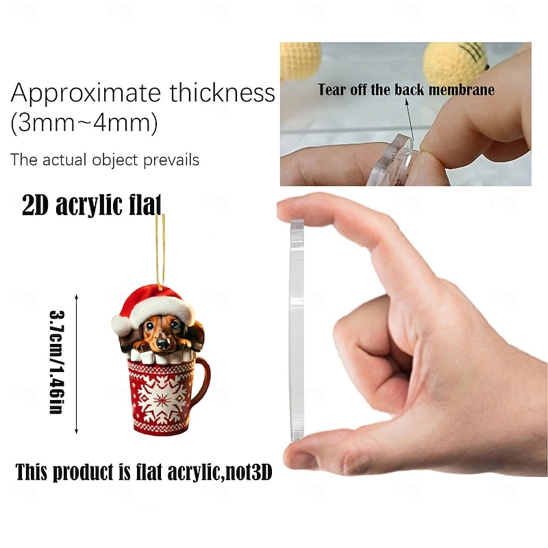 2025 Christmas Advent Calendar 2D Acrylic Ornament Dachshund Ornament, Advent Countdown Calendar Collectible Funny Dog Set Pendant, 24 Days Of Christmas Advent Calendar2