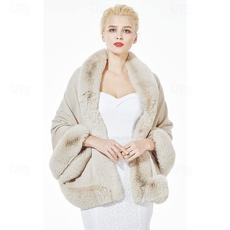Faux Fur Shawl Wrap Stole Shrug Bridal Winter Wedding with Hook2