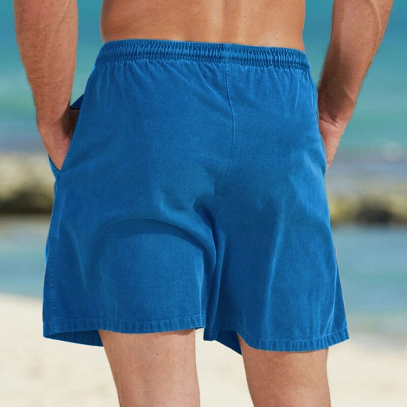 Men's Animal Turtle Shorts Linen Shorts Casual Shorts Mid Waist Vintage Retro Vacation Dailywear Holiday Drawstring Pocket Elastic Waist Summer Spring Blue Green3