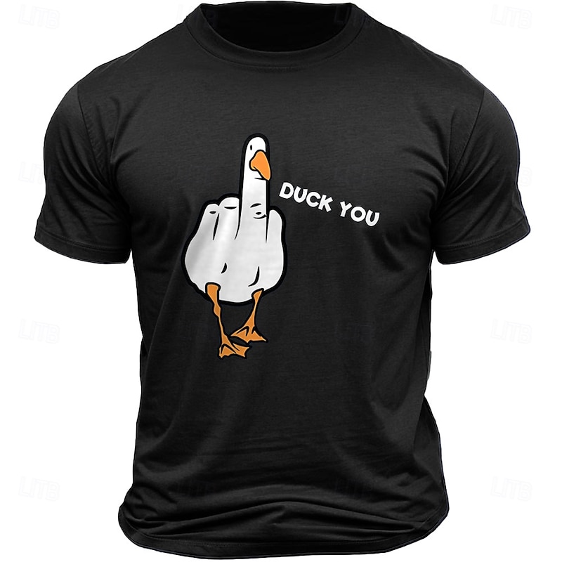 Men's Duck Letter Print T Shirt 100% Cotton Short Sleeve Graphic Shirt Black Deep Blue Army Green Comfortable Tee Vacation Street Fashion Designer Clothing3
