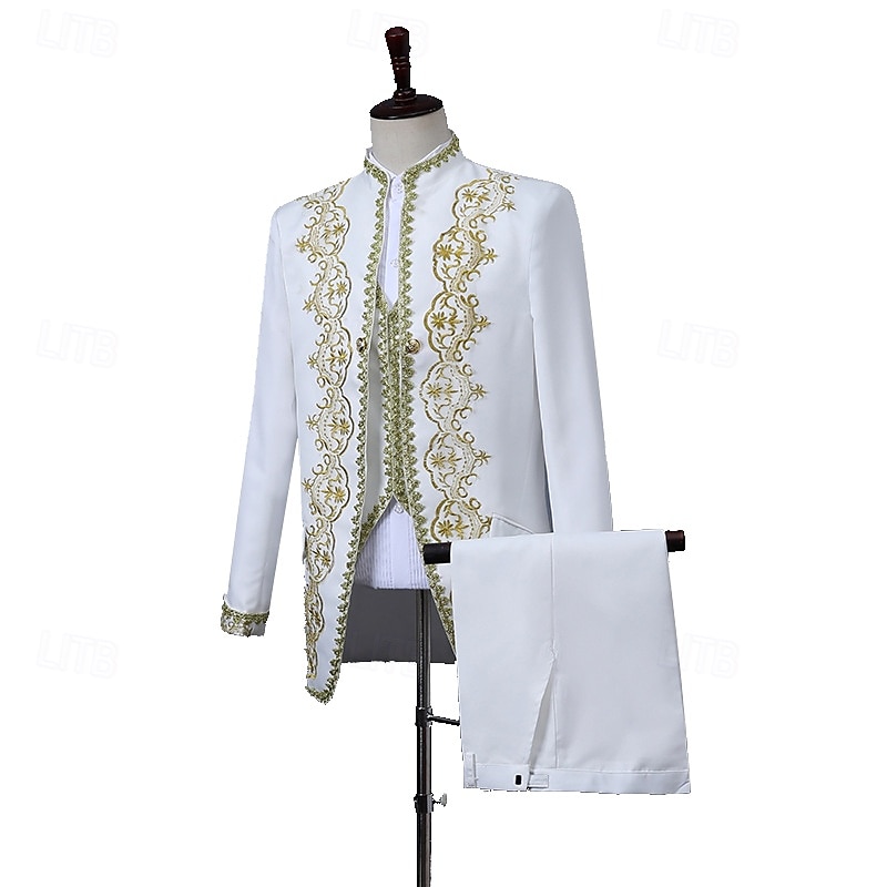 Retro Vintage Rococo Medieval Pants Suits & Blazers Waistcoat Prince Gentleman Aristocrat Fancy Dress Men's Event / Party Carnival of Venice Festival Adults Coat Vest Pants4