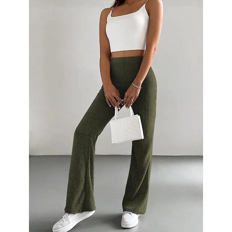 Streetwear Simple Full Length High Waist Solid Color Classic Stylish Comfy Breathability Outdoor Micro-elastic Outdoor Casual Black Green Coffee Spring &  Fall Regular Fit3