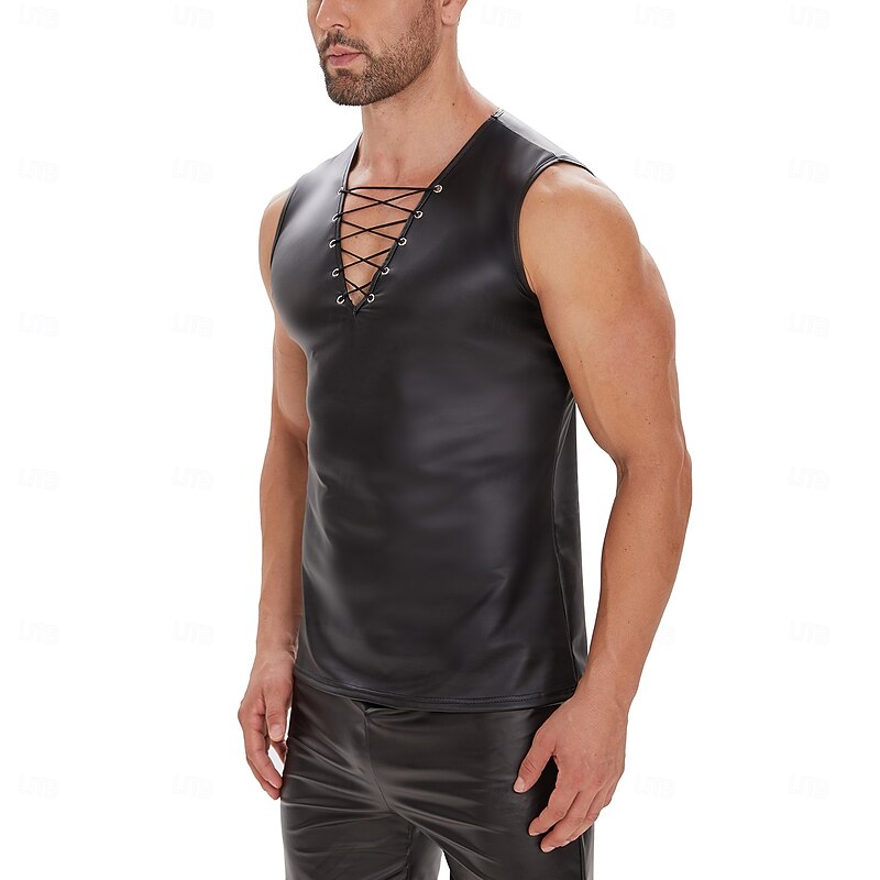T-shirt Skin Suit Tank Top Carnival Costume Men's Matte Spandex Costume for Performance Club Pole Dance Halloween Carnival Adults'3