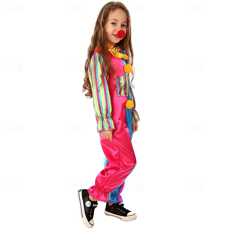 Joker Clown Halloween Outfits Cosplay Wigs Costume Circus Carnival Costume Cosplay Costume Kid's Boys' Girls' Halloween Carnival Mardi Gras Performance Party Easy Halloween Costumes Dress Up3