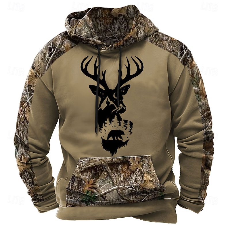 Men's Hoodie Brown 2# Brown 3# Brown Hooded Camouflage Camo / Camouflage 3D Print Cool Fall Winter Clothing Apparel Hoodies Sweatshirts4