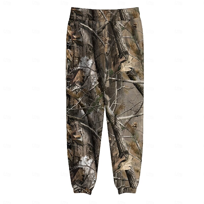 Men's Camo / Camouflage Fleece Sweatpants Drawstring Elastic Waist Vintage Casual Outdoor Home Dailywear Pocket Thermal Winter 3D Print Gray2