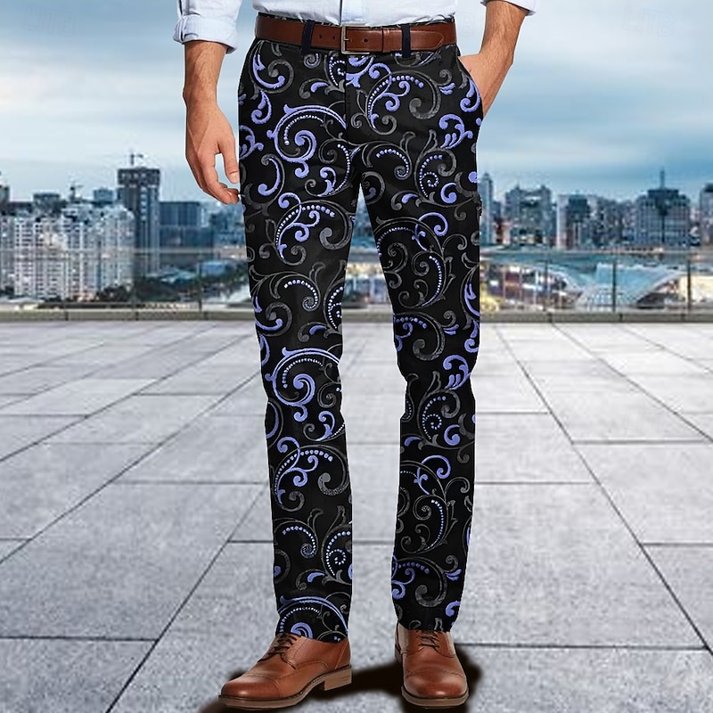 Men's Graphic Dress Pants Mid Waist Casual Outdoor Vacation Dailywear Zipper Pocket Summer Spring Fall 3D Print Yellow Red Blue