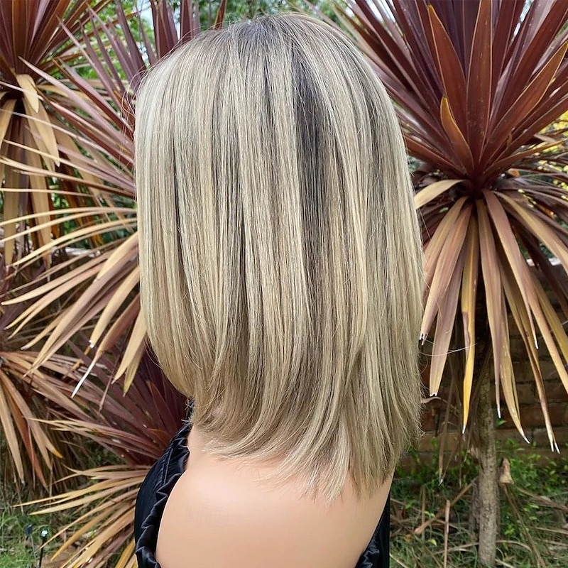 Unprocessed Virgin Hair 5x5 Closure 13x4 Lace Front Wig Short Bob Brazilian Hair Straight Blonde Multi-color Wig 130% 150% Density with Baby Hair Highlighted / Balayage Hair Natural Hairline Glueless4