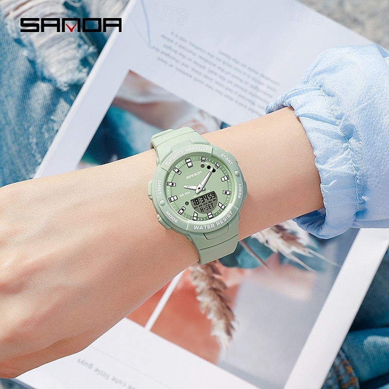 SANDA Men Digital Watch Fashion Casual Wristwatch Shock Resistant Luminous Stopwatch Alarm Clock Countdown Resin Watch3
