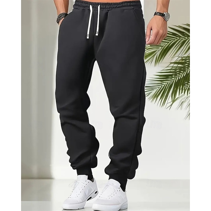 Men's Athletic Pants Sweatpants Joggers Trousers Pocket Drawstring Elastic Waist Plain Comfort Sports Outdoor Daily Fashion Casual Black Yellow Micro-elastic3