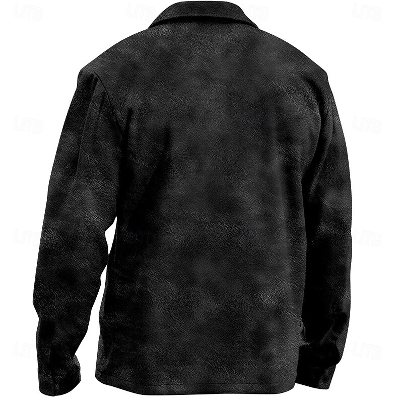 Men's Western Shirt Shirt Jacket Overshirt Long Sleeve Vintage Casual Daily Spring Fall Winter Collar Buttons Collared Shirts Black Brown Green4