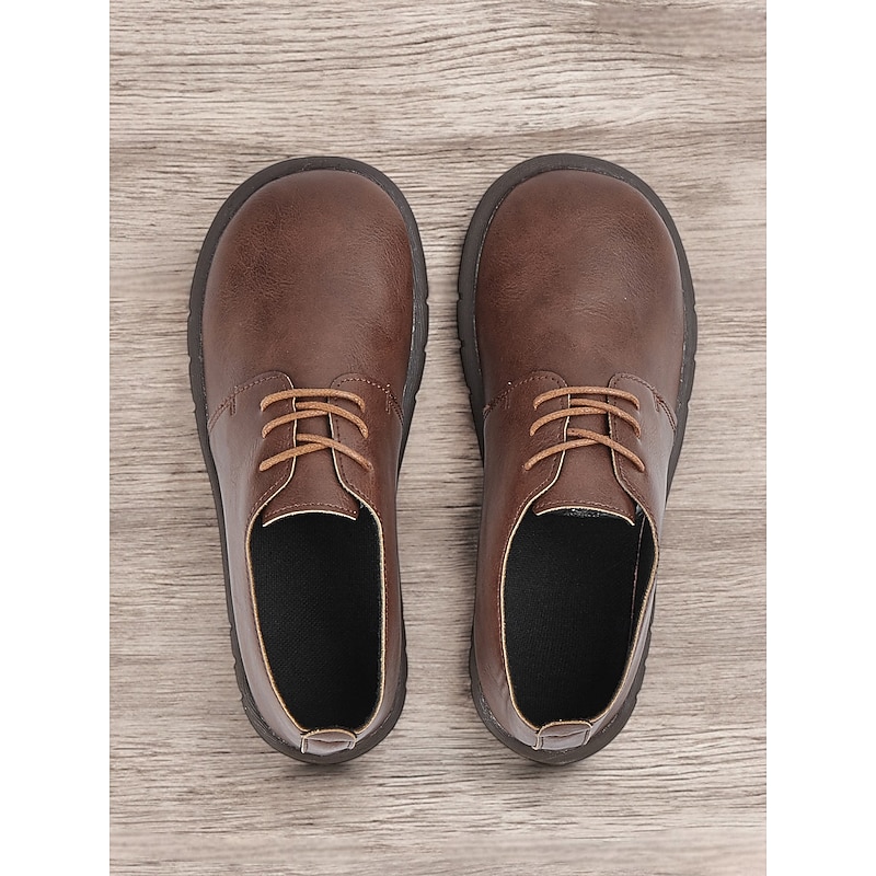 Men's Brown Faux Leather Lace-Up Casual Shoes with Comfortable Non-Slip Sole – Perfect for Everyday Wear2