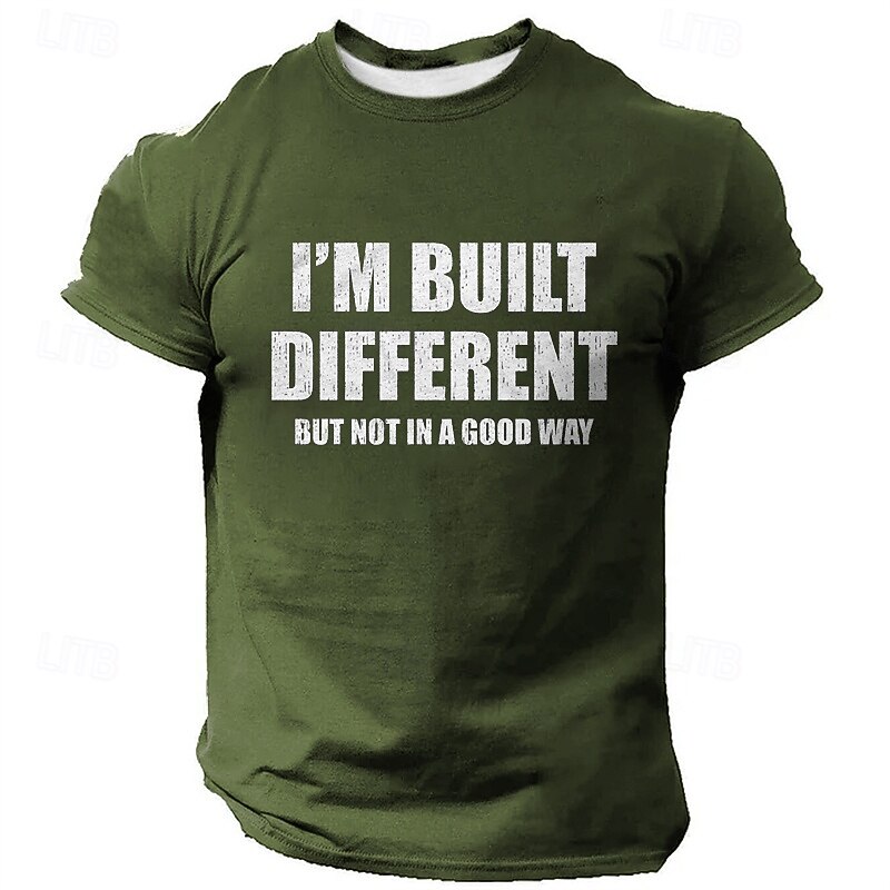 Men's Letter Print T Shirt Short Sleeve T shirt 3D Print Crew Neck Shirt Fashion Athleisure Street Sports Outdoor Daily Black Blue Green Summer Spring Clothing Apparel S M L XL XXL XXXL